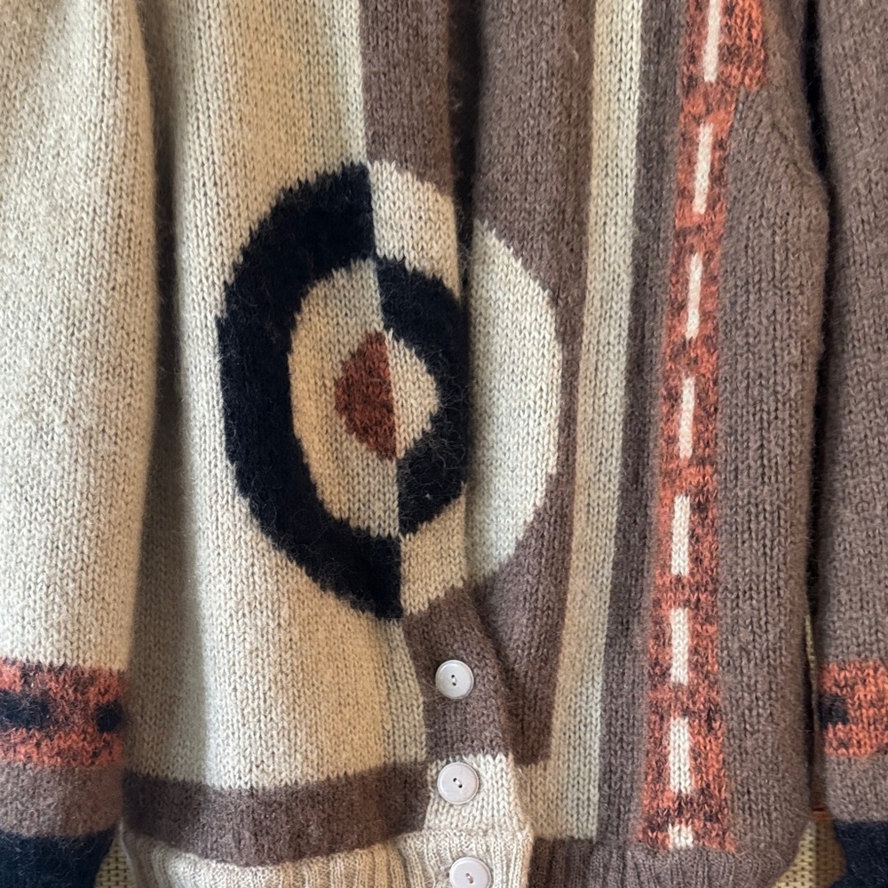 Geometric Patterned Wool Cardigan EUC - image 7